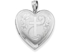 FJC Finejewelers Sterling Silver 24mm D/c Cross Heart Locket Necklace
