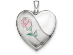 FJC Finejewelers Sterling Silver 24mm Satin, Enameled, D/c Rose Locket Necklace