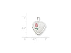 FJC Finejewelers Sterling Silver 16mm Enameled and D/c Love Heart Locket Necklace