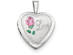 FJC Finejewelers Sterling Silver 16mm Enameled and D/c Love Heart Locket Necklace