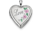 FJC Finejewelers Sterling Silver 20mm D/c and Enameled Love Heart Locket Necklace