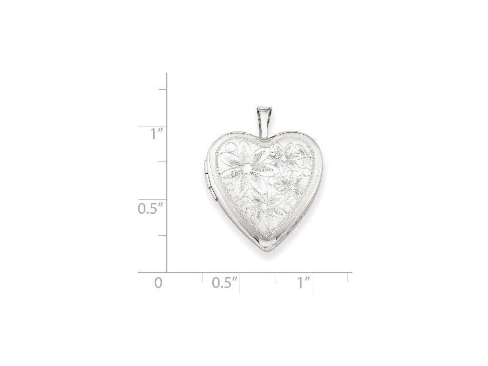 FJC Finejewelers Sterling Silver 20mm Textured Daisies Heart Locket Necklace