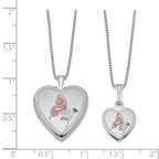 FJC Finejewelers Sterling Silver Rhodium-plated Polished And Satin Butterfly Heart Locket And Small Pendant Set 18 inch
