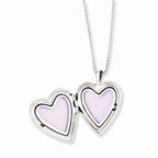 FJC Finejewelers Sterling Silver Rhodium-plated Polished And Satin Heart Locket And Pendant Set 18 inch chain included