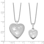 FJC Finejewelers Sterling Silver Rhodium-plated Polished Satin Hand And Hearts Locket And Small Pendant Set 18 inch chai