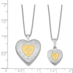 FJC Finejewelers Sterling Silver Rhodium-plated Gold-plated Heart Locket And Pendant Set 18 inch chain included