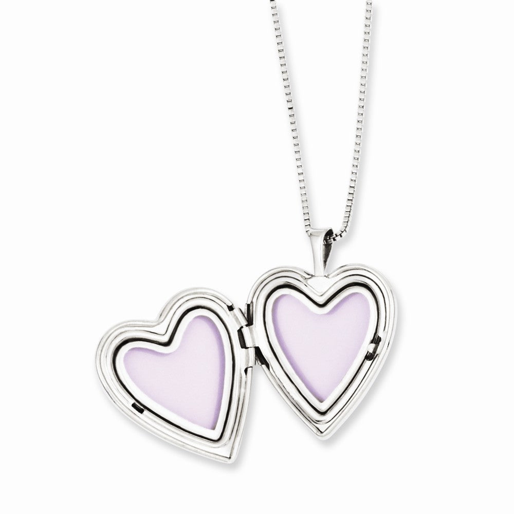FJC Finejewelers Sterling Silver Rhodium-plated Gold-plated Heart Locket And Pendant Set 18 inch chain included