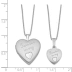 FJC Finejewelers Sterling Silver Rhodium-plated Polished Satin Forever In My Heart Locket And Pendant Set 18 inch chain