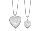 FJC Finejewelers Sterling Silver Rhodium-plated Polished Satin Forever In My Heart Locket And Pendant Set 18 inch chain