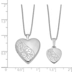 FJC Finejewelers Sterling Silver Rhodium-plated Polished Swirl Design Heart Locket And Pendant Set 18 inch chain include