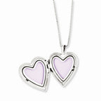 FJC Finejewelers Sterling Silver Rhodium-plated Polished Swirl Design Heart Locket And Pendant Set 18 inch chain include