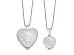 FJC Finejewelers Sterling Silver Rhodium-plated Polished Swirl Design Heart Locket And Pendant Set 18 inch chain include