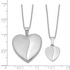FJC Finejewelers Sterling Silver Rhodium-plated Polished And Satin Heart Locket And Pendant Set 18 inch chain included