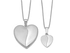 FJC Finejewelers Sterling Silver Rhodium-plated Polished And Satin Heart Locket And Pendant Set 18 inch chain included
