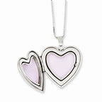 FJC Finejewelers Sterling Silver Rhodium-plated Rose I Love You Heart Locket And Pendant Set 18 inch chain included