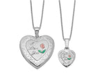 FJC Finejewelers Sterling Silver Rhodium-plated Rose I Love You Heart Locket And Pendant Set 18 inch chain included