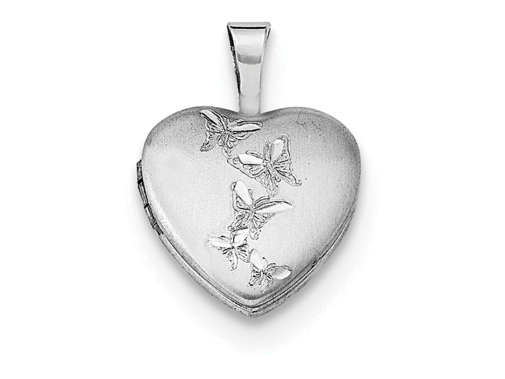 FJC Finejewelers Sterling Silver Butterflies 12mm Heart Locket Necklace