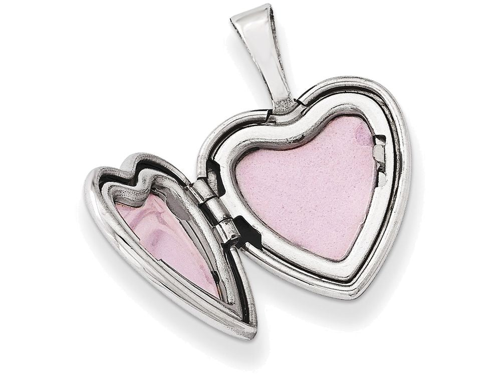 FJC Finejewelers Sterling Silver Flower Border 12mm Heart Locket Necklace