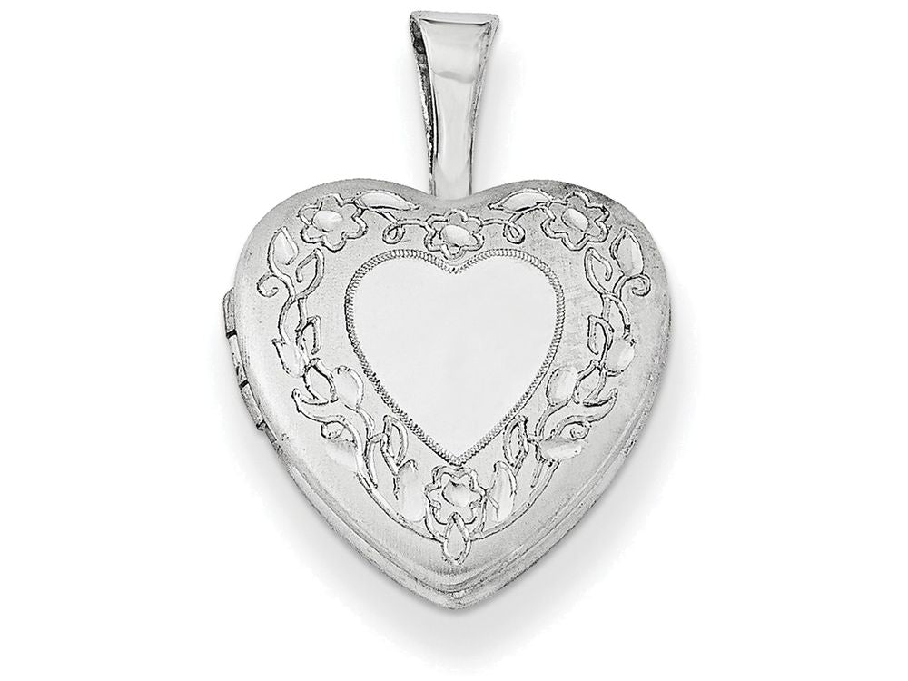 FJC Finejewelers Sterling Silver Flower Border 12mm Heart Locket Necklace
