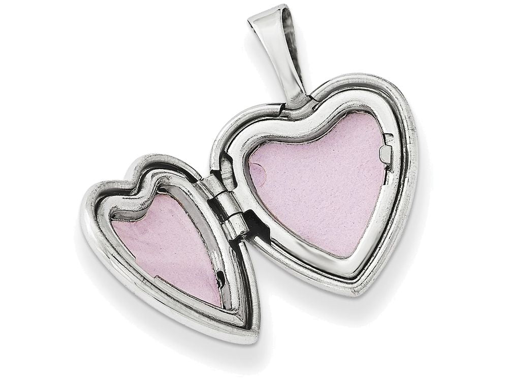 FJC Finejewelers Sterling Silver Enamel Butterfly Flowers 12mm Heart Locket Necklace