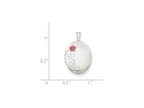 FJC Finejewelers Sterling Silver With Enamel Flowers 19mm Oval Locket Necklace