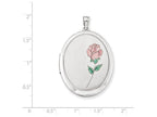 FJC Finejewelers Sterling Silver W/ Enamel Rose 34mm Oval Locket Necklace