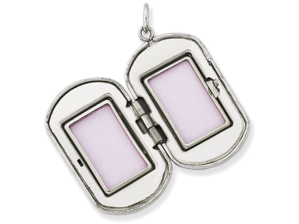 FJC Finejewelers Sterling Silver W/ Side Cross Rectangular Locket Necklace