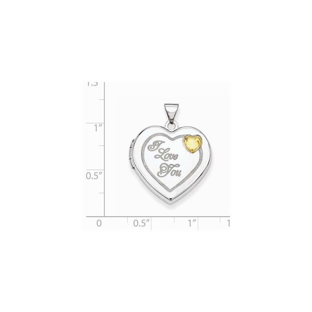 FJC Finejewelers Sterling Silver Rhodium-plated W/gold-plate 21mm Heart Locket Pendant Necklace 18 inch chain included