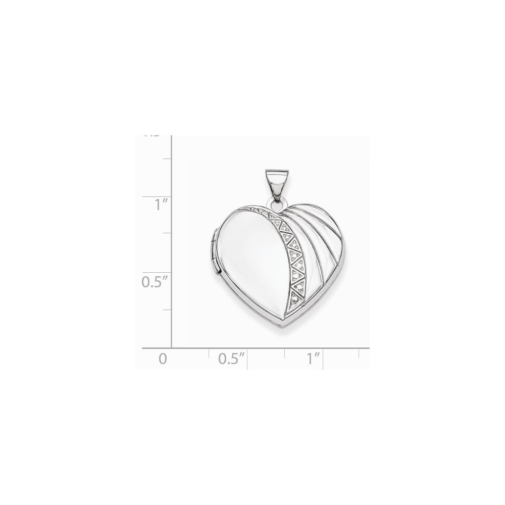 FJC Finejewelers Sterling Silver Rhodium-plated 21mm Heart Locket Pendant Necklace 18 inch chain included