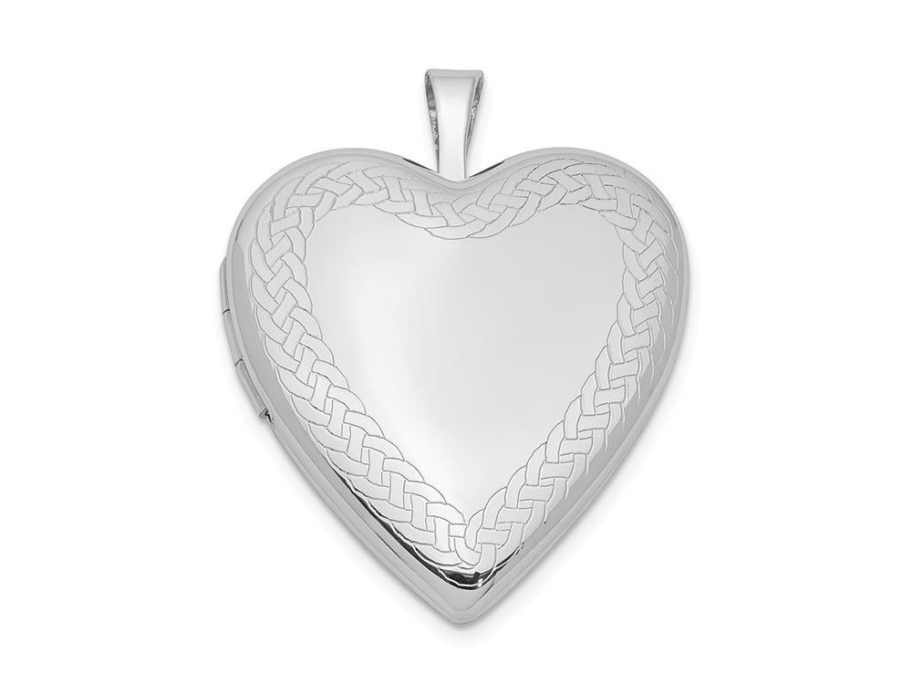 FJC Finejewelers Sterling Silver Rhodium-plated Braided Edge Heart Locket Pendant Necklace 18 inch chain included