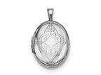 FJC Finejewelers Sterling Silver Rhodium-plated Scroll Oval Locket Pendant Necklace 18 inch chain included