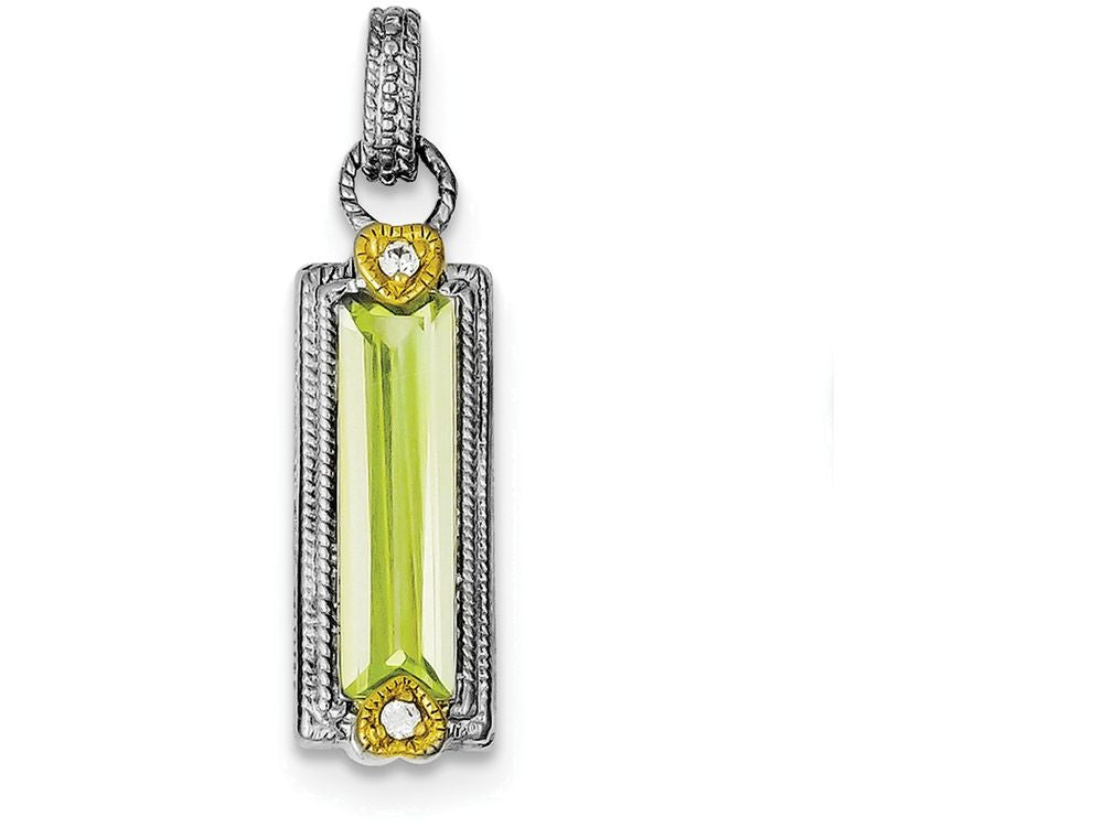 FJC Finejewelers Sterling Silver Light Green Cubic Zirconia Pendant Necklace - Chain Included
