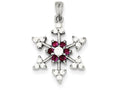 FJC Finejewelers Sterling Silver Red Cubic Zirconia Snowflake Charm