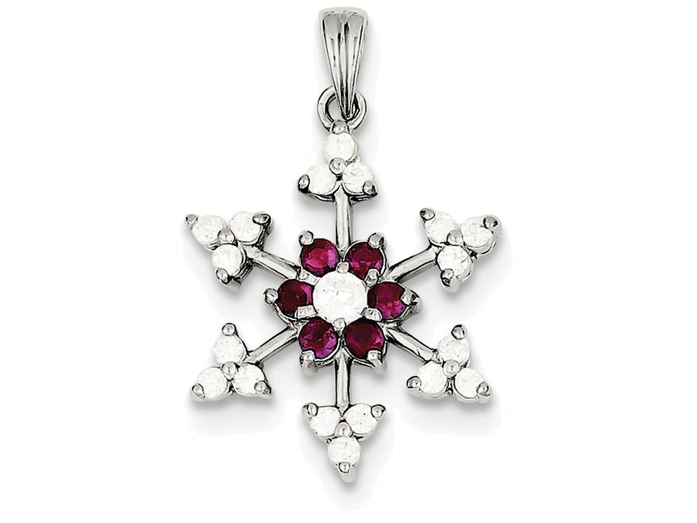 FJC Finejewelers Sterling Silver Red Cubic Zirconia Snowflake Charm
