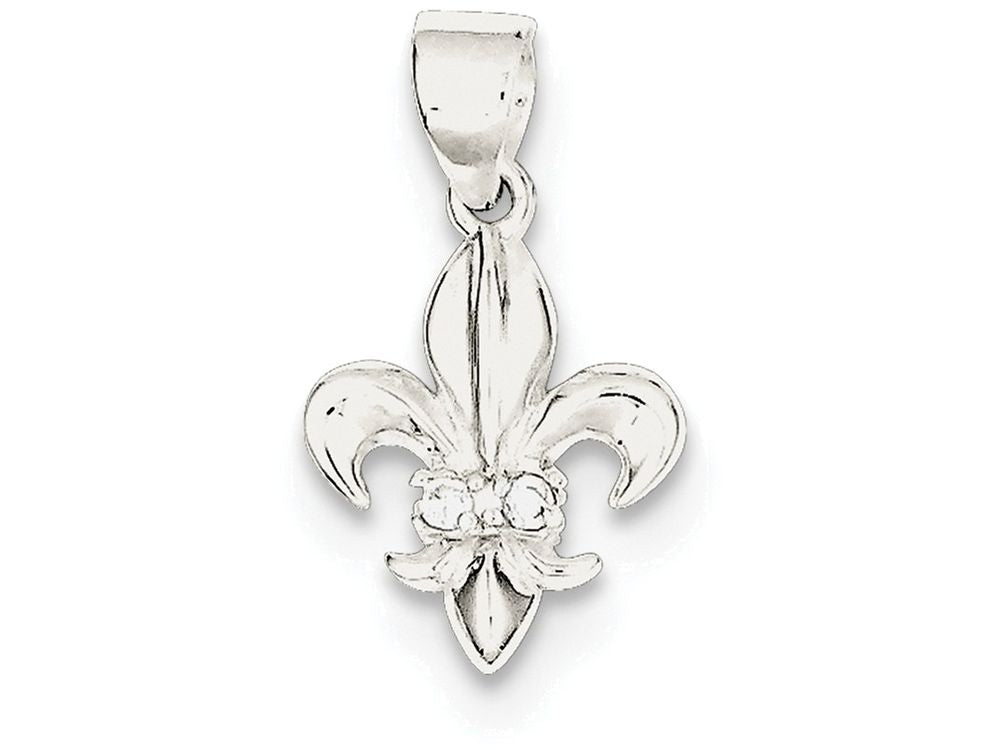 FJC Finejewelers Sterling Silver Cubic Zirconia Fleur De Lis Pendant Necklace - Chain Included
