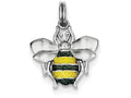 FJC Finejewelers Sterling Silver Green and Yellow Enamel Bee Charm