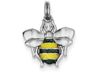 FJC Finejewelers Sterling Silver Green and Yellow Enamel Bee Charm