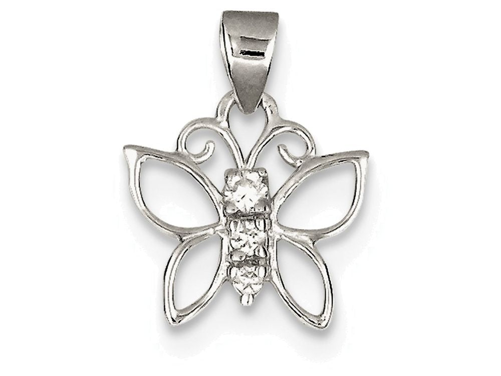 FJC Finejewelers Sterling Silver Cubic Zirconia Butterfly Pendant Necklace - Chain Included