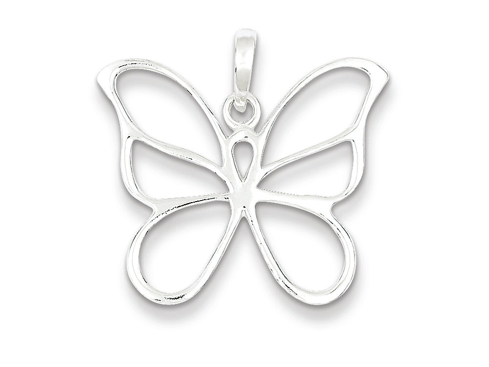 FJC Finejewelers Sterling Silver Polished Butterfly Pendant Necklace - Chain Included