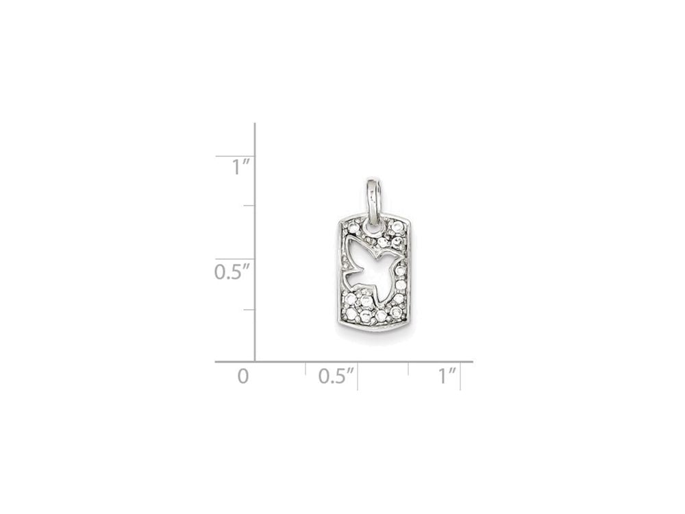 FJC Finejewelers Sterling Silver Peace Cubic Zirconia Dove Charm