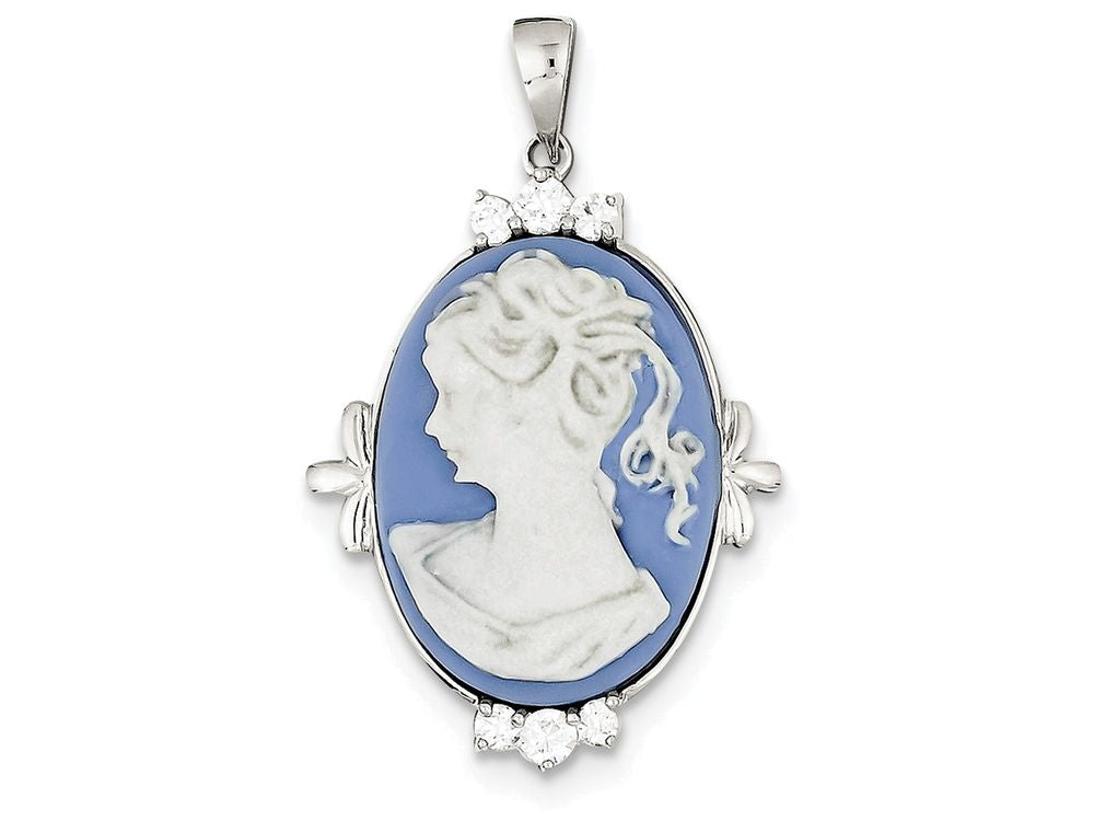 FJC Finejewelers Sterling Silver Cubic Zirconia Cameo Pendant Necklace - Chain Included