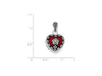 FJC Finejewelers Sterling Silver Red Enamel and Marcasite Heart Locket Necklace