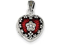 FJC Finejewelers Sterling Silver Red Enamel and Marcasite Heart Locket Necklace