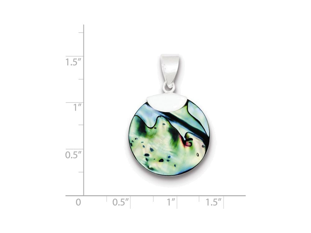 FJC Finejewelers Sterling Silver Round Abalone Pendant Necklace - Chain Included