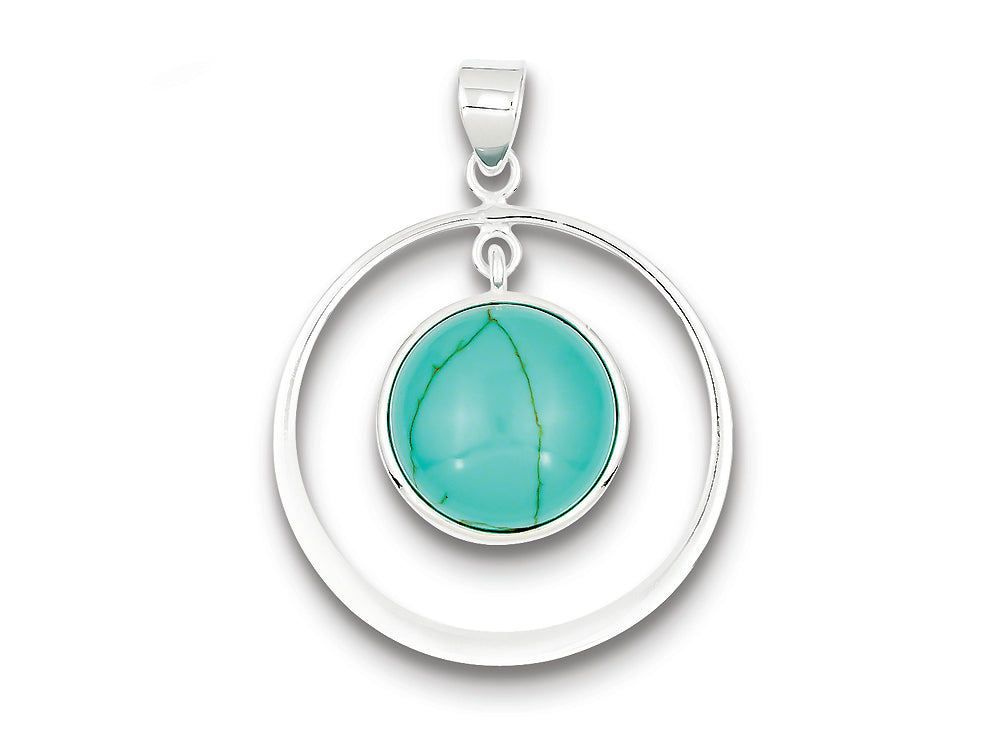 FJC Finejewelers Sterling Silver Circle Turquoise Pendant Necklace - Chain Included