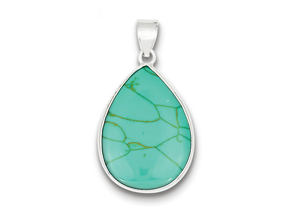 FJC Finejewelers Sterling Silver Teardrop Turquoise Pendant Necklace - Chain Included