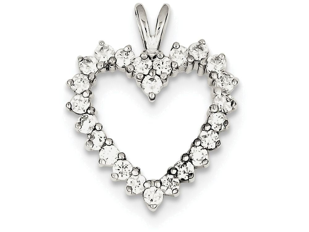 FJC Finejewelers Sterling Silver Cubic Zirconia Heart Pendant Necklace - Chain Included