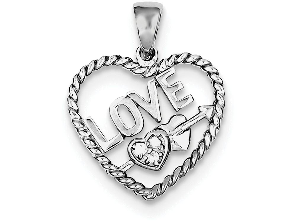 FJC Finejewelers Sterling Silver Cubic Zirconia Love Heart Pendant Necklace - Chain Included