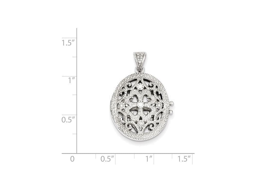 FJC Finejewelers Sterling Silver Cubic Zirconia Locket Necklace