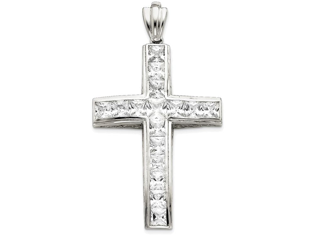 FJC Finejewelers Sterling Silver Cubic Zirconia Cross Pendant Necklace - Chain Included